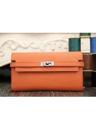 Hermes Kelly Longue Wallet In Crevette Epsom Leather HT00831
