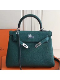 Hermes Malachite Clemence Kelly 25cm PHW Bag HT00786