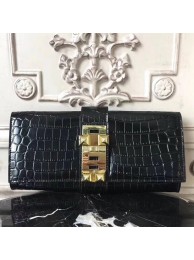 Hermes Medor Clutch Bag In Black Crocodile Leather HT00828