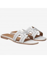 Hermes Oran Studs Sandals In White Leather HT00567