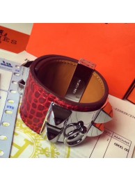 Hermes Red Alligator Collier de Chien Bracelet Size S HT00050