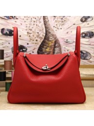 Hermes Red Clemence Lindy 30cm Bag HT00903
