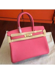 Hermes Rose Lipstick Clemence Birkin 25cm Handmade Bag HT01272