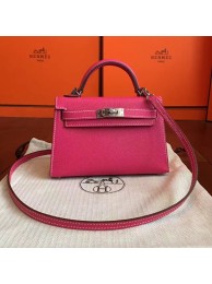 Hermes Rose Red Epsom Kelly Mini II 20cm Handmade Bag HT00161