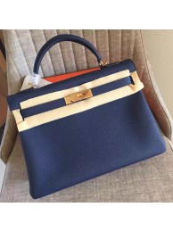Hermes Sapphire Clemence Kelly Retourne 28cm Handmade Bag HT00668