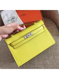 Hermes Soufre Epsom Kelly Pochette Handmade Bag HT00056