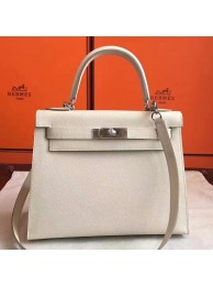 Hermes White Epsom Kelly Sellier 28cm Handmade Bag HT01208