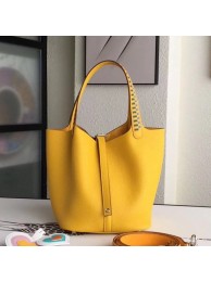 Hermes Yellow Picotin Lock 22cm Braided Handles Bag HT00732