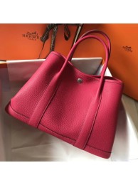 High Quality Hermes Rose Red Clemence Garden Party 30cm Handmade Bag HT00871