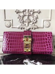 High Quality Knockoff Hermes Medor Clutch Bag In Fuchsia Crocodile Leather HT00130