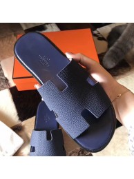 Hot Fake Hermes Izmir Sandals In Navy Blue Clemence Leather HT00618