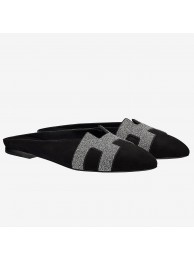 Hot Replica Hermes Black Crystal Roxane Mule HT00738