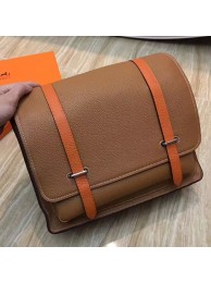 Imitation Hermes Bicolor Steve 35 Messenger Brown Bag HT00376