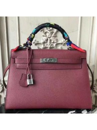 Imitation Hermes Bordeaux Epsom Kelly 32cm Sellier Bag HT00895