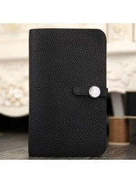 Imitation Hermes Dogon Combine Wallet In Black Leather HT00774