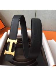 Imitation Hermes H Belt Buckle &amp; Black Epsom 32 MM Strap HT00806