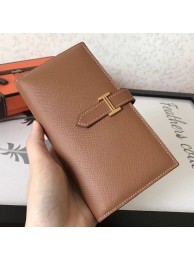 Imitation High Quality Hermes Brown Epsom Bearn Gusset Wallet HT00242