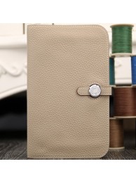 Imitation High Quality Hermes Dogon Combine Wallet In Grey Leather HT00598