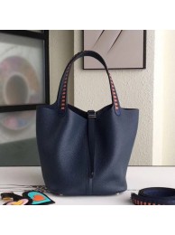 Knockoff Hermes Navy Picotin Lock 22cm Braided Handles Bag HT00085