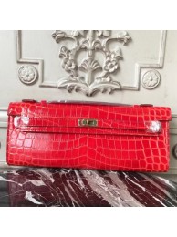 Knockoff High Quality Hermes Cherry Crocodile Kelly Cut Clutch Bag HT00227