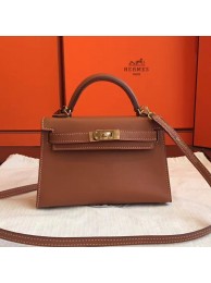 Knockoff Luxury Hermes Gold Swift Kelly Mini II 20cm Handmade Bag HT00993
