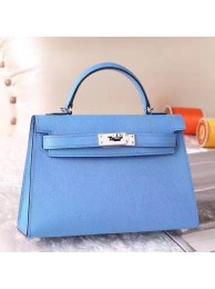 Luxury Hermes Celeste Epsom Kelly Mini II 20cm Handmade Bag HT00158
