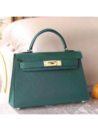 Replica Cheap Hermes Malachite Chevre Kelly Mini II 20cm Handmade Bag HT00937