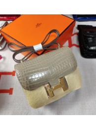 Replica Hermes Constance 24cm Grey Porosus Crocodile HT00665
