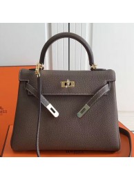 Replica Hermes Etoupe Clemence Kelly 25cm GHW Bag HT00867