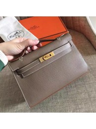 Replica Hermes Etoupe Epsom Kelly Pochette Handmade Bag HT00736