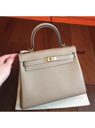 Replica Hermes Grey Clemence Kelly 25cm Retourne Handmade Bag HT00571