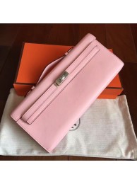Replica Hermes Rose Dragee Swift Kelly Cut Clutch Handmade Bag HT01298