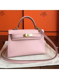 Replica Hermes Rose Dragee Swift Kelly Mini II 20cm Handmade Bag HT00301