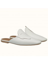 Replica Hermes Tangeria Mule In White Calfskin Leather HT00702