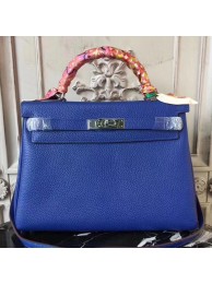 Top Hermes Blue Electric Clemence Kelly 28cm Bag HT00850