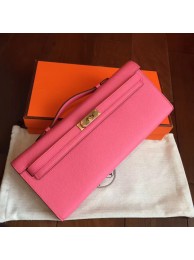 Top Hermes Rose Lipstick Epsom Kelly Cut Clutch Handmade Bag HT00054