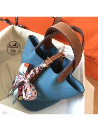 Top Imitation Hermes Bicolor Picotin Lock MM 22cm Blue Jean Bag HT00110